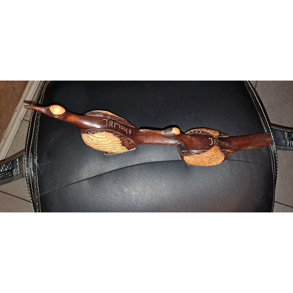 2 Wood Hand Carved Birds Waterfowl‎ American Bittern Jamaica